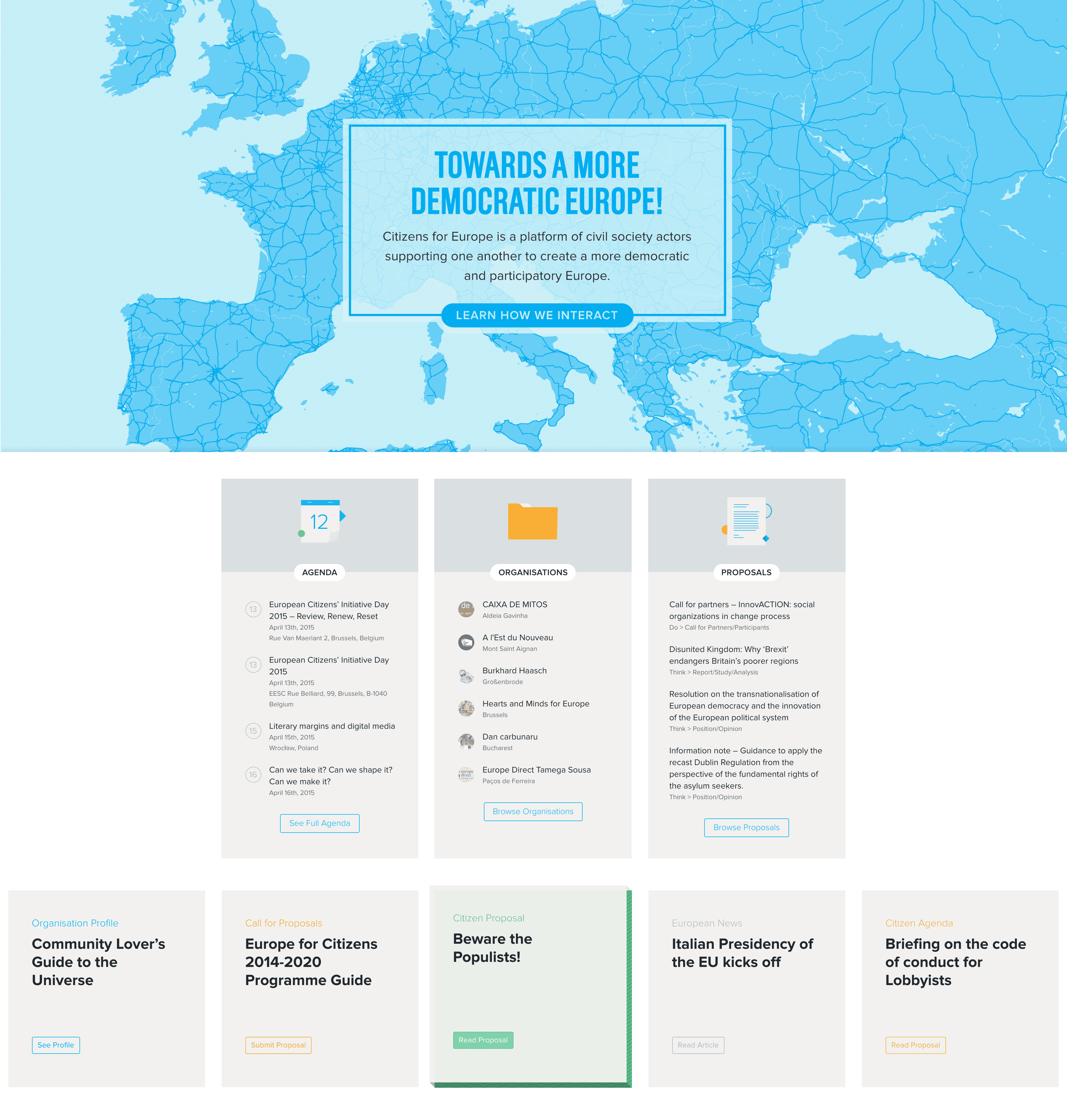 Website map and UI elements