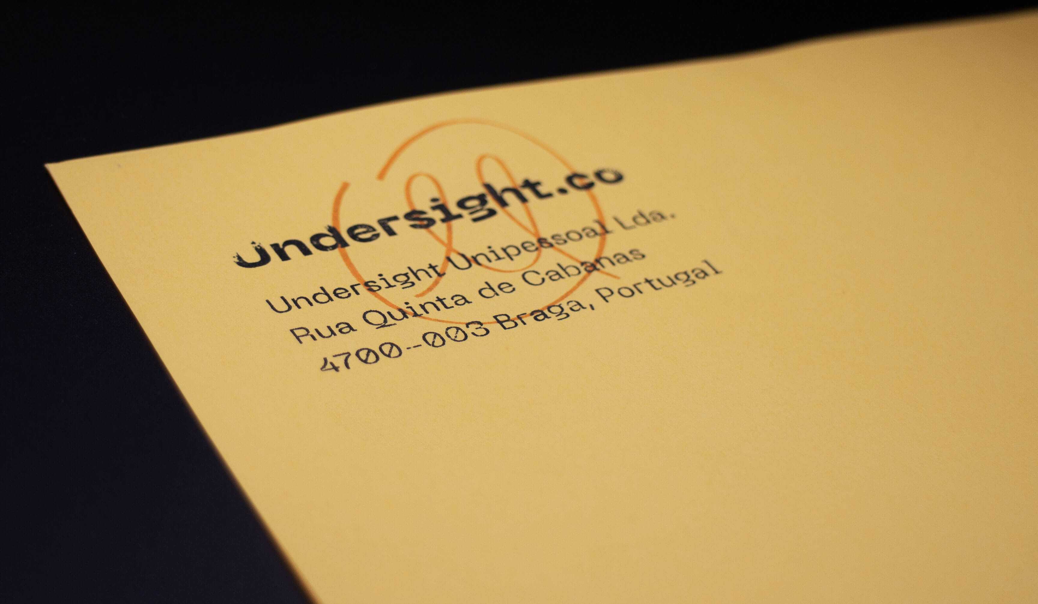 Letterhead, made up of two overlapping stamps on an orange paper stock